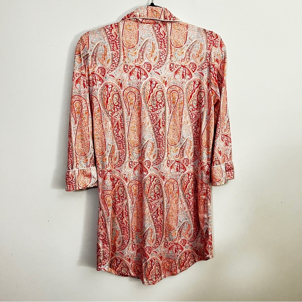 Echo Paisley Print Pajama Sleep Shirt - Red, Cream and Orange Women’s Size Small - Picture 10 of 11